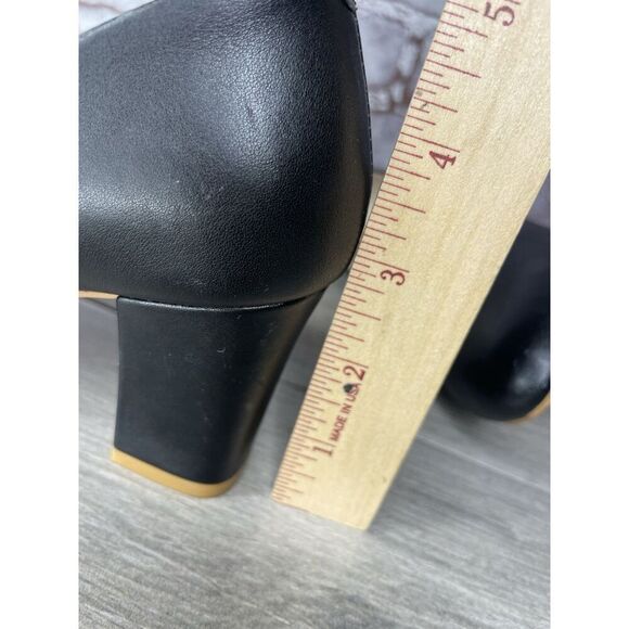 Shoes of Prey Black Leather Round Toe Pumps Block Heels Women’s Sz 4M US/34EU - Picture 10 of 16